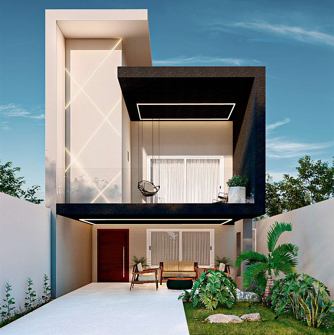 Retrofit de fachada residencial com iluminação LED